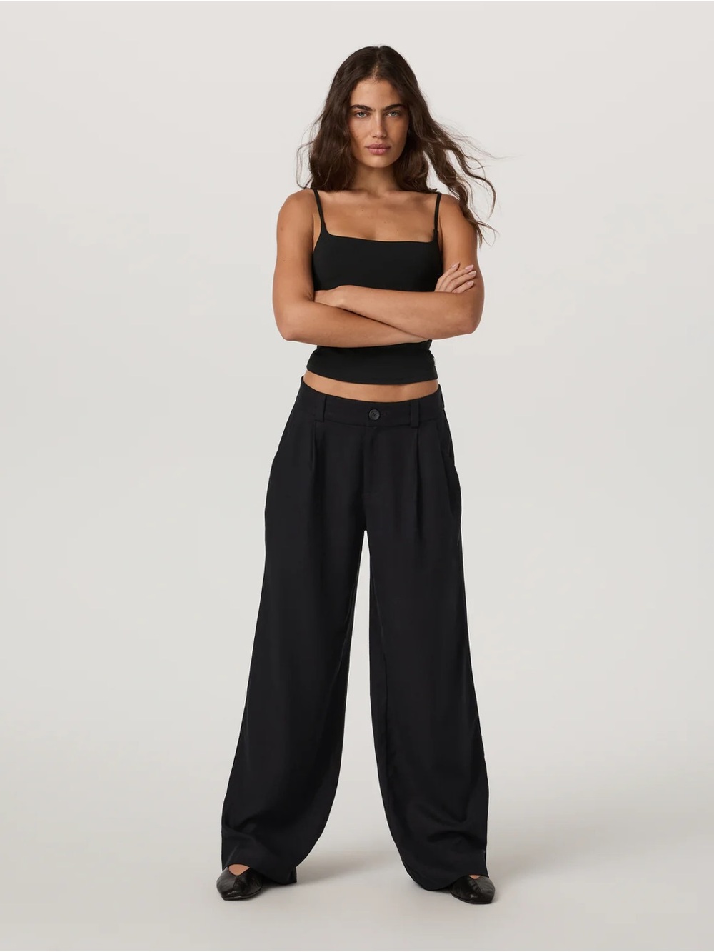 Vuori Black Wide-Leg Trousers